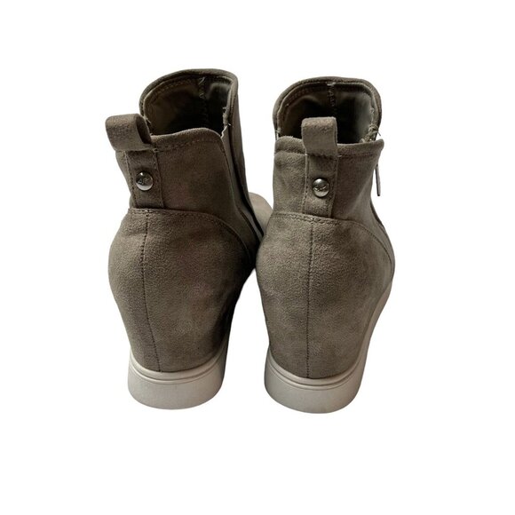 Anne Klein AK Sport Carsen Hidden Wedge Sneakers Size 10 High Top Faux Suede Zip - Picture 7 of 10